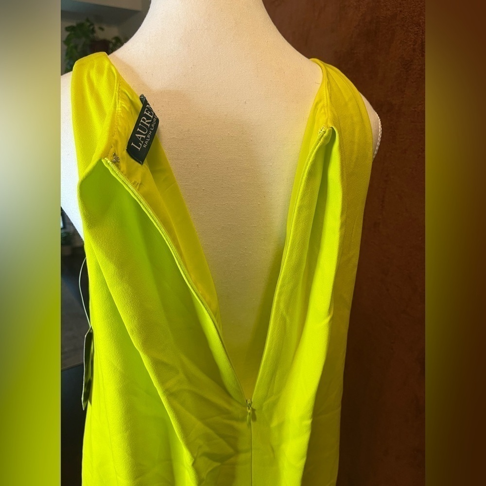 ⭐️ NWT Ralph Lauren Women's Neon Yellow Sleeveless Lined Dress- size 4 - Picture 5 of 9